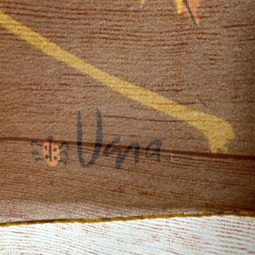 Vintage Vera Brown Yellow Orange Oak Leaf Scarf Women's Hair Head Wrap Neck Tie - Picture 3 of 5